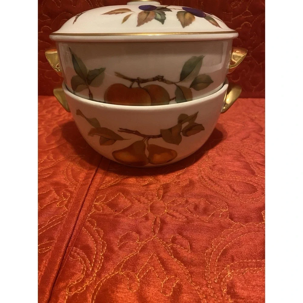 Royal Worcester Evesham Gold Casserole Covered‎ 1 Qt 2 Bottoms, 1 Cover Vintage